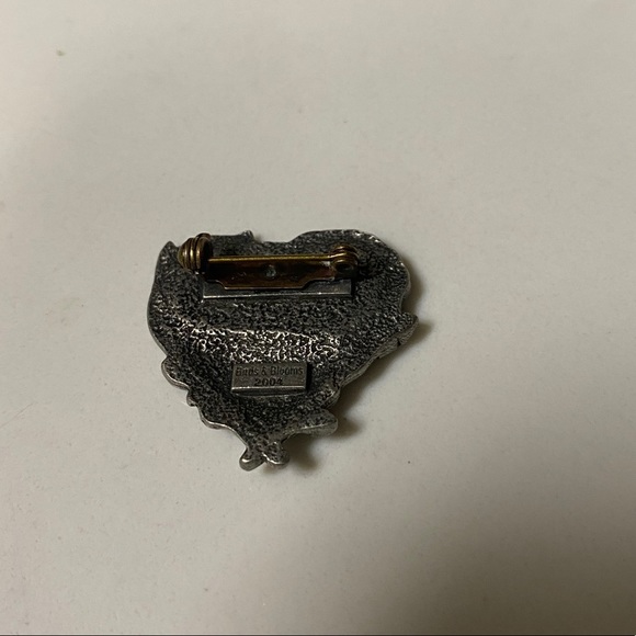 2004 Birds & Blooms Heart shape Pewter Brooch - Picture 6 of 8